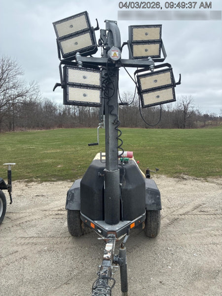 2022 Allmand NLV3GR (4) LED Light Fixture 350W, 23' Vertical Mast, 3kW Prime, Towable, Deep Sea L401, Leveling Jacks, Yanmar T4F 5.8hp