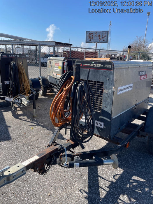 2019 Lincoln Electric Vantage 322 Ready-Pak 3, Two Wheel Trailer, Fender and Light Kit, Cable Rack