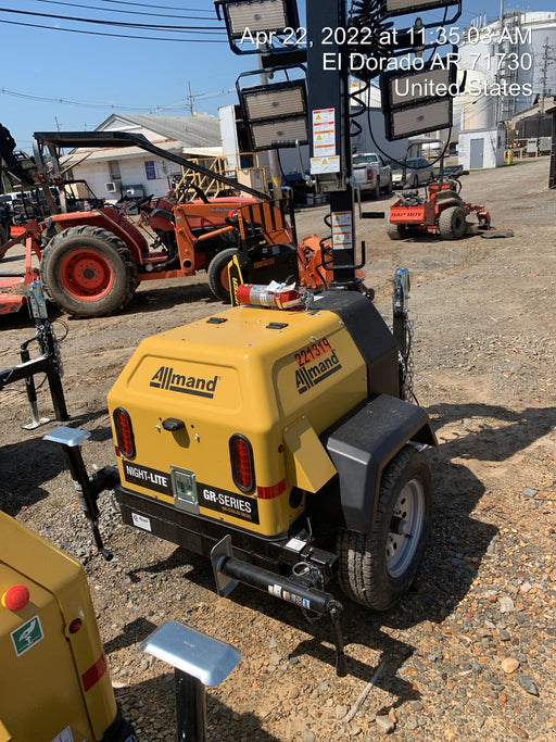 2022 Allmand NLV3GR (4) LED Light Fixture 350W, 23' Vertical Mast, 3kW Prime, Towable, Deep Sea L401, Leveling Jacks, Yanmar T4F 5.8hp