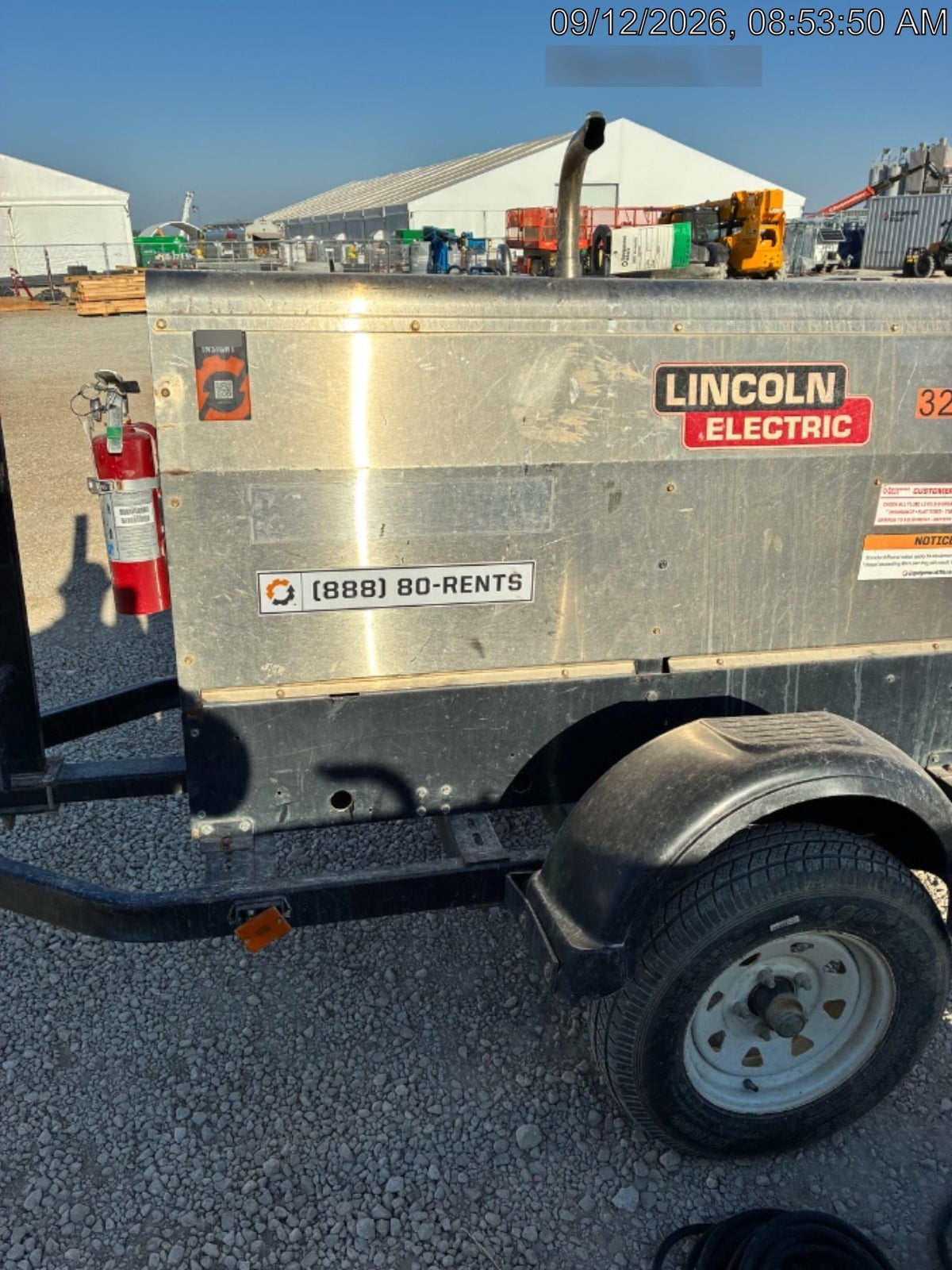 2019 Lincoln Electric Vantage 322 Welder Ready-Pak 3, Two wheel trailer, Fender and Light kit, Cable Rack
