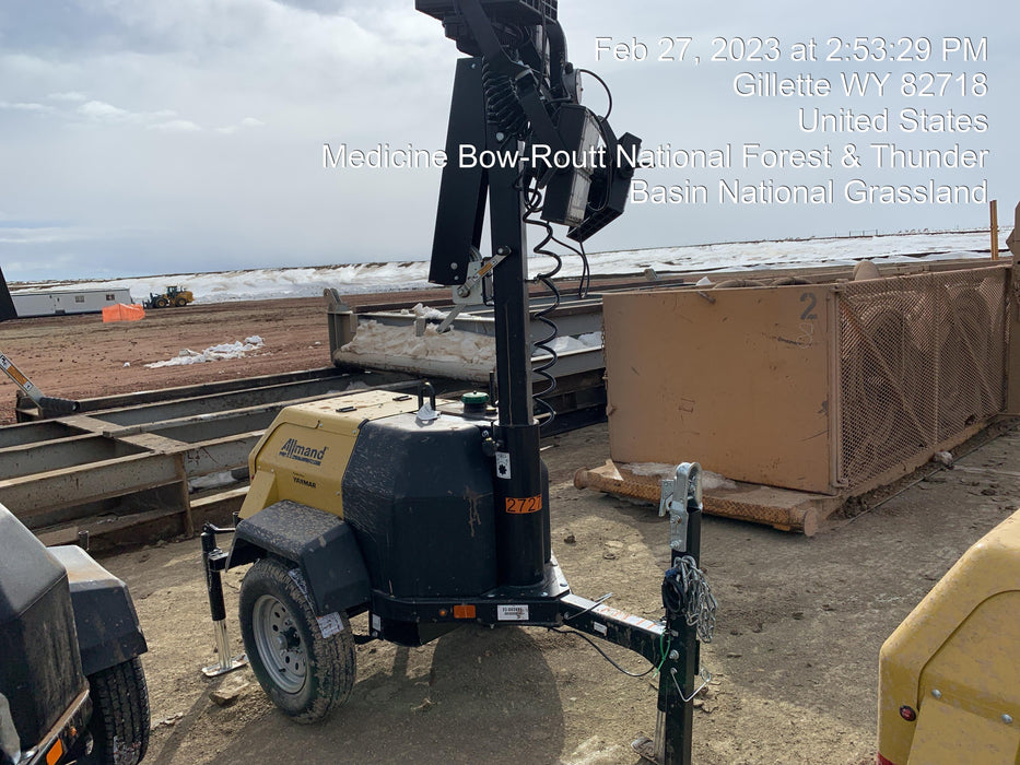 2022 Allmand NLV3GR (4) LED Light Fixture 350W, 23' Vertical Mast, 3kW Prime, Towable, ES Decals, T3
