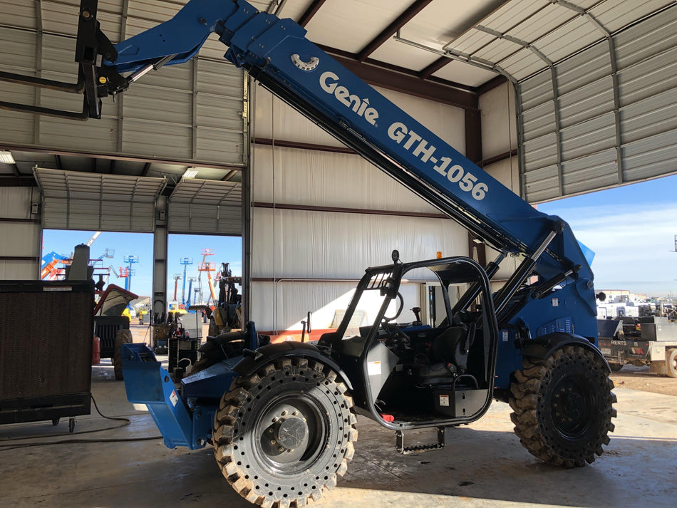 2018 Genie GTH-1056 Genie GTH-1056 w/Open ROPS, Solid Tires, Work Lights, 60" carriage/forks, cab mesh, beacon