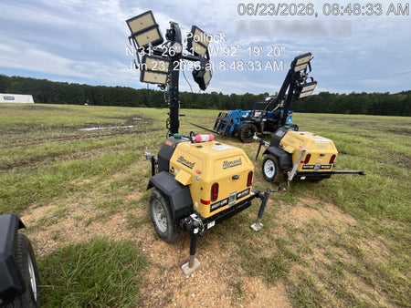 2022 Allmand NLV3GR (4) LED Light Fixture 350W, 23' Vertical Mast, 3kW Prime, Towable, Deep Sea L401, Leveling Jacks, Yanmar T4F 5.8hp