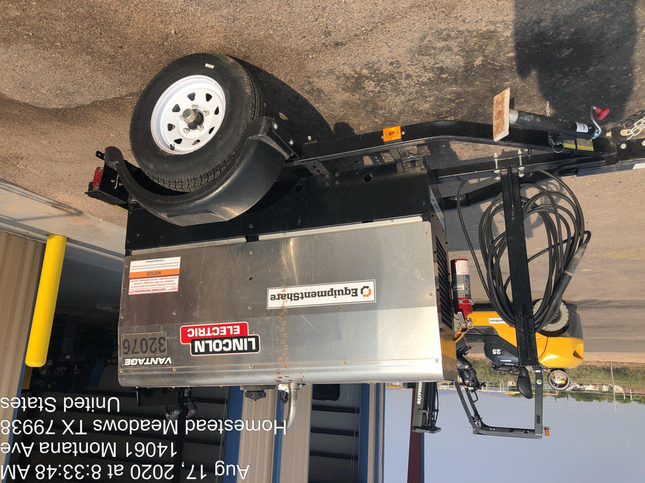 2019 Lincoln Electric Vantage 322 Welder Ready-Pak 3, Two wheel trailer, Fender and Light kit, Cable Rack