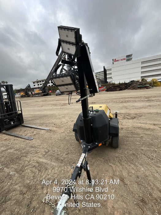 2022 Allmand NLV3GR (4) LED Light Fixture 350W, 23' Vertical Mast, 3kW Prime, Towable, Deep Sea L401, Leveling Jacks, Yanmar T4F 5.8hp