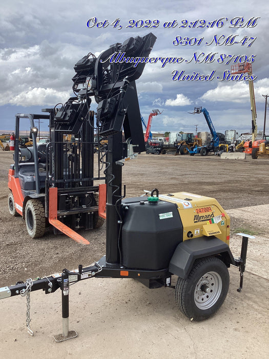 2022 Allmand NLV3GR (4) LED Light Fixture 350W, 23' Vertical Mast, 3kW Prime, Towable, ES Decals, T3