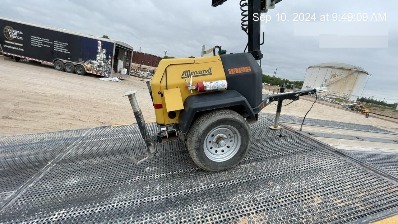 Allmand NLV3GR (4) LED Light Fixture 350W, 23' Vertical Mast, 3kW Prime, Towable, Deep Sea L401, Leveling Jacks, Yanmar T4F 5.8hp