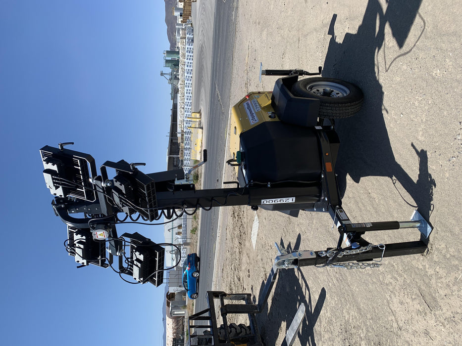 2021 Allmand NLV3GR (4) LED Light Fixture 350W, 23' Vertical Mast, 3kW Prime, Towable, Deep Sea L401, Leveling Jacks, Yanmar T4F 5.8hp