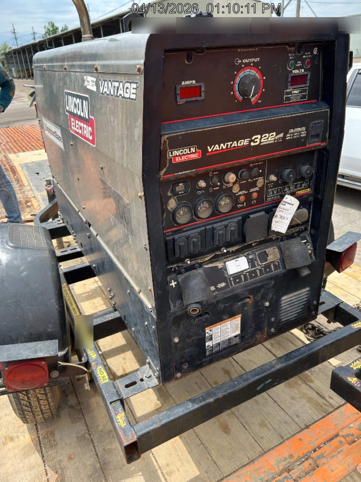 2019 Lincoln Electric Vantage 322 Welder Ready-Pak 3, Two wheel trailer, Fender and Light kit, Cable Rack
