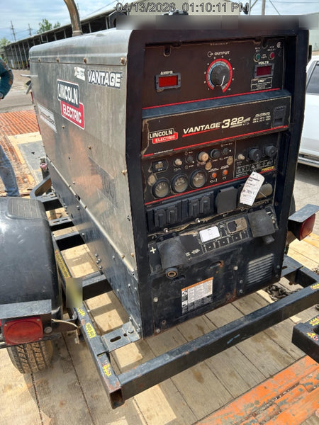 2019 Lincoln Electric Vantage 322 Welder Ready-Pak 3, Two wheel trailer, Fender and Light kit, Cable Rack