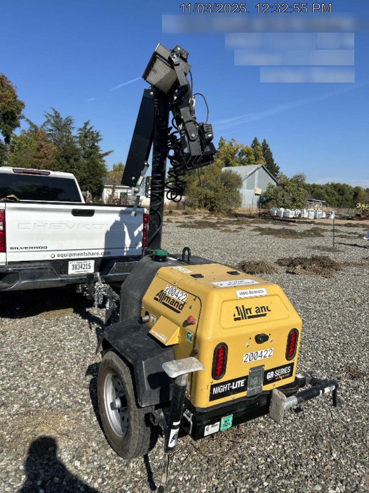 2022 Allmand NLV3GR (4) LED Light Fixture 350W, 23' Vertical Mast, 3kW Prime, Towable, Deep Sea L401, Leveling Jacks, Yanmar T4F 5.8hp