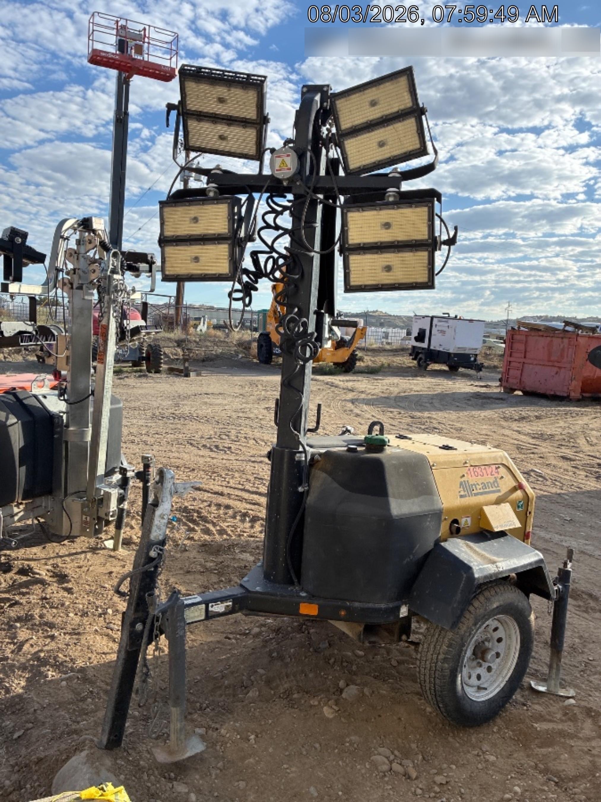 2021 Allmand NLV3GR (4) LED Light Fixture 350W, 23' Vertical Mast, 3kW Prime, Towable, Deep Sea L401, Leveling Jacks, Yanmar T4F 5.8hp
