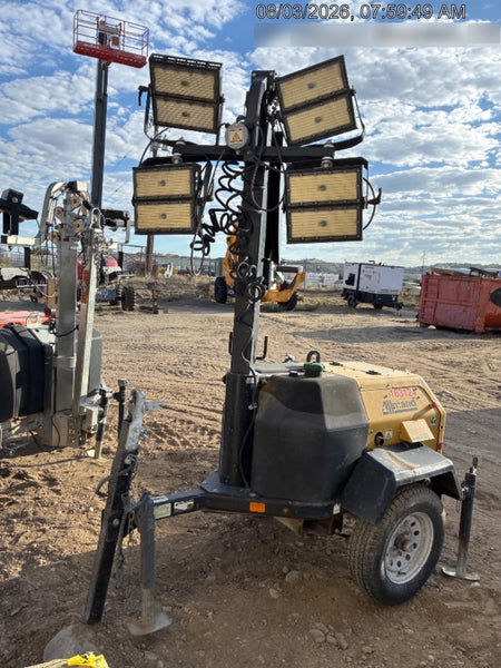 2021 Allmand NLV3GR (4) LED Light Fixture 350W, 23' Vertical Mast, 3kW Prime, Towable, Deep Sea L401, Leveling Jacks, Yanmar T4F 5.8hp