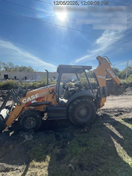2019 Case 580N EP Canopy, 4WD, 1-Way Aux Hydraulics, Pilot Controls, Ride Control and Loader Aux Hydraulics, 900 LB. Front CWT, 82" HD LONG LIP (1 CU. YD.) W/BOCE AND LIFT EYES, FLIP OVER/STABILIZER PADS COMB