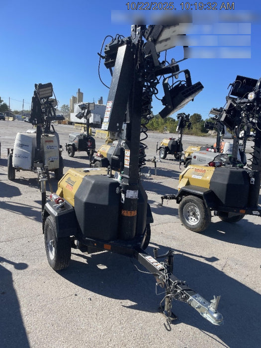 2022 Allmand NLV3GR (4) LED Light Fixture 350W, 23' Vertical Mast, 3kW Prime, Towable, Deep Sea L401, Leveling Jacks, Yanmar T4F 5.8hp