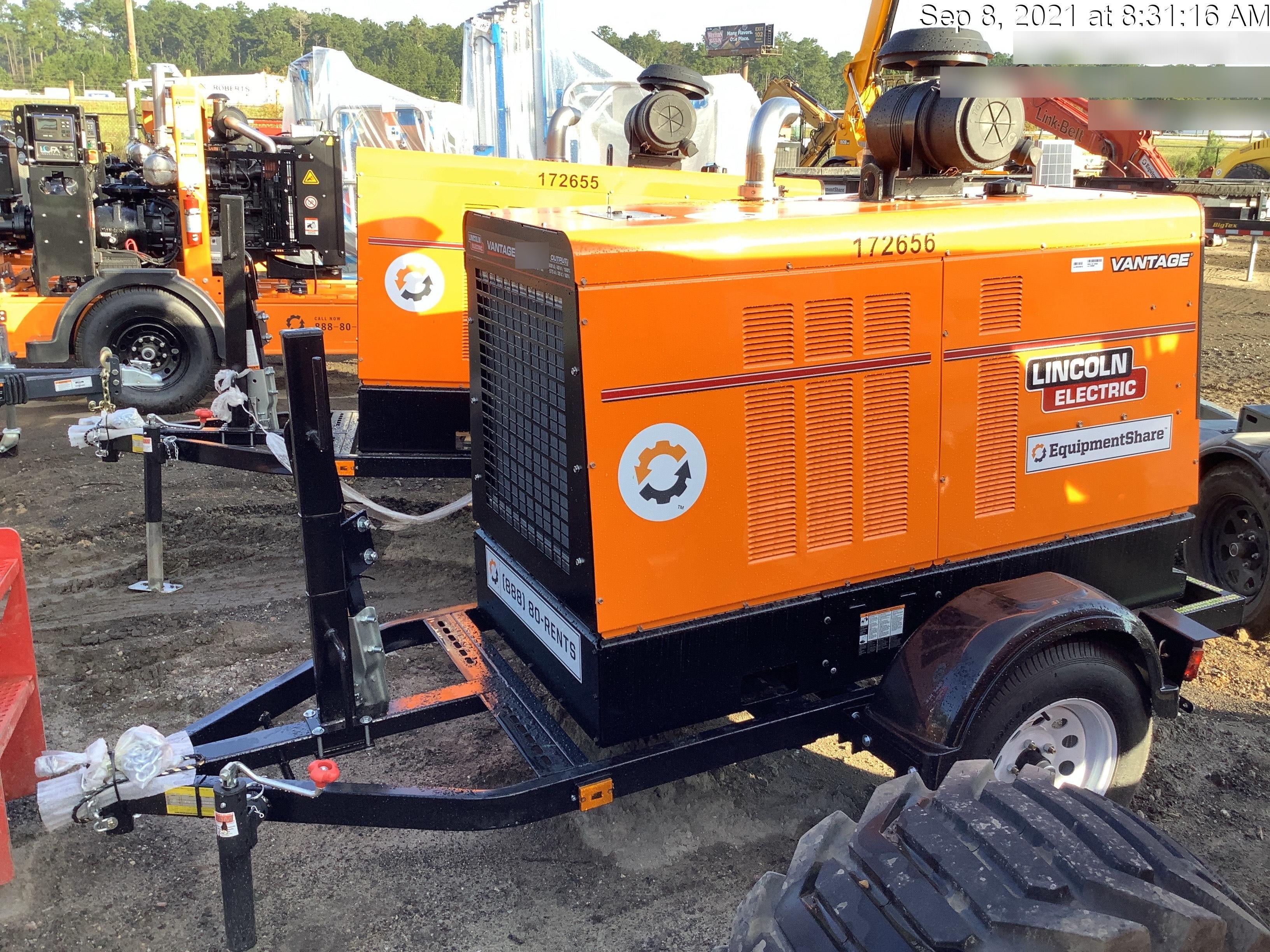 2021 Lincoln Electric Vantage 549X Ready Pak 3, ORANGE (includes trailer, cable rack, fender light kit)