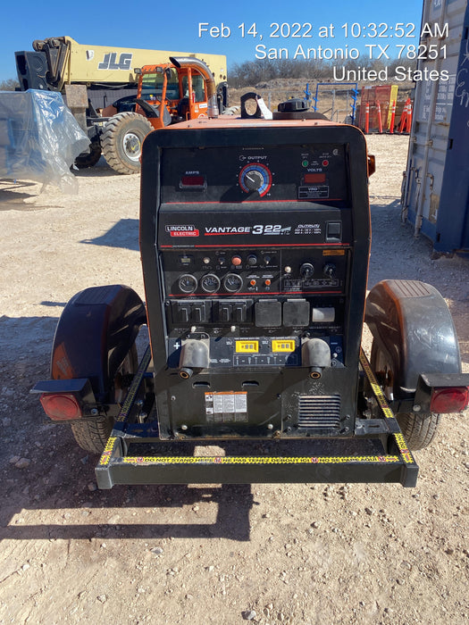 2021 Lincoln Electric Vantage 322 Vantage 322 Ready Pak 3 w/ Decals, ORANGE (includes trailer, cable rack, fender light kit) NO Telematics