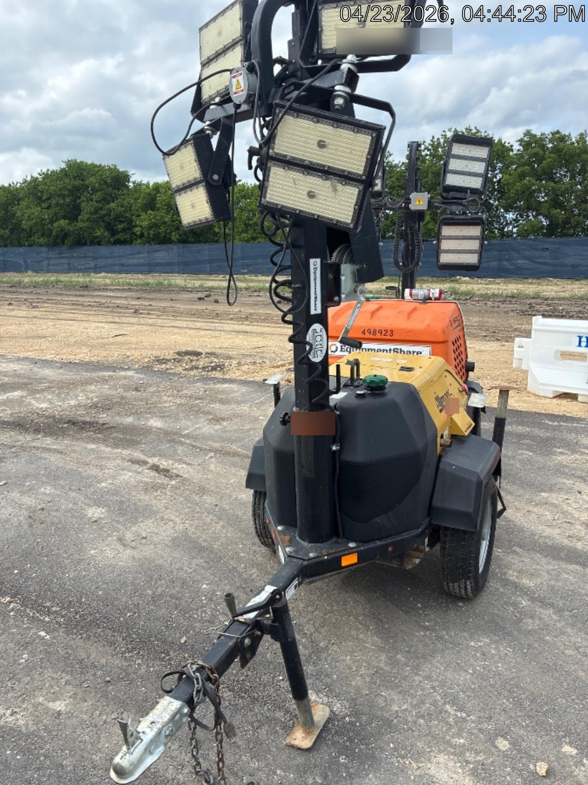 2021 Allmand NLV3GR (4) LED Light Fixture 350W, 23' Vertical Mast, 3kW Prime, Towable, Deep Sea L401, Leveling Jacks, Yanmar T4F 5.8hp