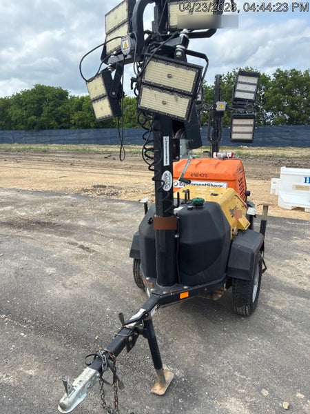 2021 Allmand NLV3GR (4) LED Light Fixture 350W, 23' Vertical Mast, 3kW Prime, Towable, Deep Sea L401, Leveling Jacks, Yanmar T4F 5.8hp