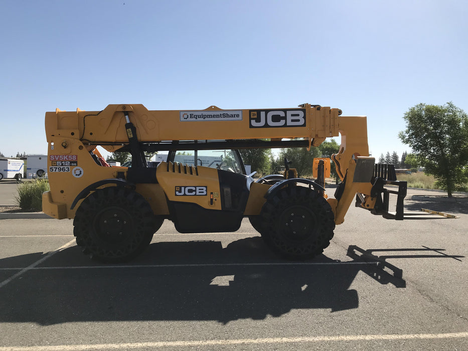 2020 JCB 512-56 Canopy, 74 HP, Solid Tires, STD Worklight, Beacon, Aux Hydraulics, Lifting Eye, Backup Alarm w/72" Carriage, 60" Forks
