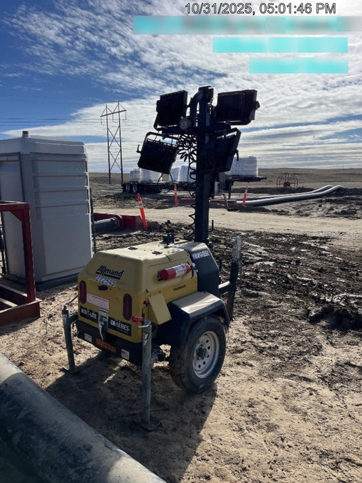 2022 Allmand NLV3GR (4) LED Light Fixture 350W, 23' Vertical Mast, 3kW Prime, Towable, ES Decals, T3