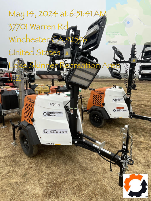 2023 Generac MLT2 Diesel, Flex Switch 120V Input, Powerzone Controller, 
(4) 320W LED Lights, 4kW Generator, 39.9 Gal Fuel Tank, 2" Ball, T3