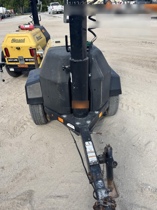 2022 Allmand NLV3GR (4) LED Light Fixture 350W, 23' Vertical Mast, 3kW Prime, Towable, Deep Sea L401, Leveling Jacks, Yanmar T4F 5.8hp