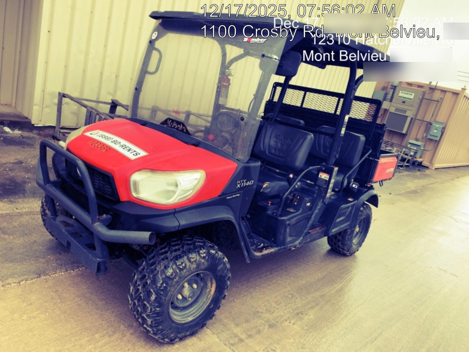 2020 Kubota RTV-X1140W-H 4WD utility cart -LED strobe -Windshield tempered glass -Plastic canopy -Wire harness kit -Backup alarm