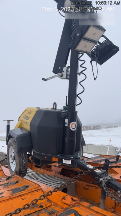 2021 Allmand NLV3GR (4) LED Light Fixture 350W, 23' Vertical Mast, 3kW Prime, Towable, Deep Sea L401, Leveling Jacks, Yanmar T4F 5.8hp