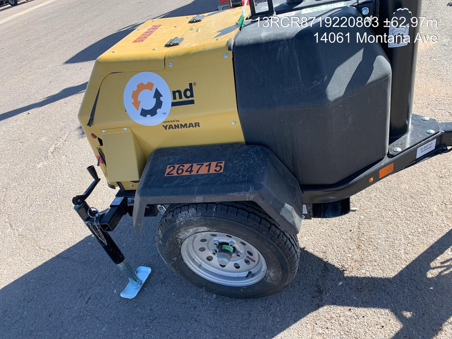 2022 Allmand NLV3GR (4) LED Light Fixture 350W, 23' Vertical Mast, 3kW Prime, Towable, ES Decals, T3