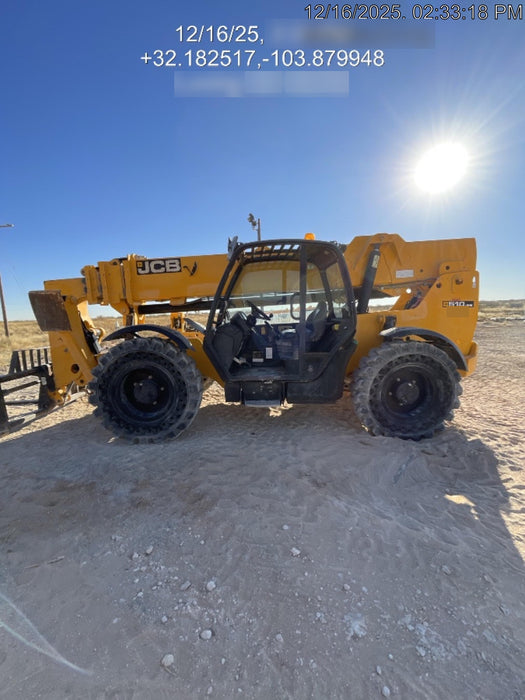 2019 JCB 510-56 Open ROPS, 74 HP, Solid Tires, Worklights, Beacon, Aux Hydraulics, Lifting Eye w/60" Carriage/60" Forks