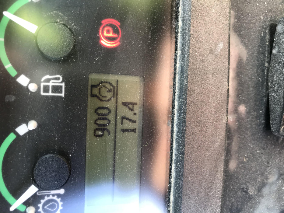 2019 John Deere 410L 4WD, CAB/HVAC, Standard Dipperstick, ISO Controls, Rear Aux Hydraulics, Manual QC w/1.5 Yd Bucket w/Forks, 24" Bucket