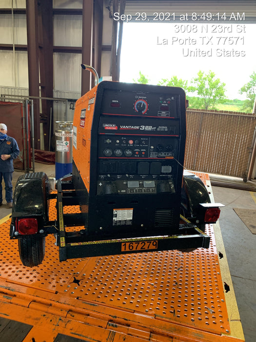 2021 Lincoln Electric Vantage 322 Vantage 322 Ready Pak 3 w/ Decals, ORANGE (includes trailer, cable rack, fender light kit) NO Telematics