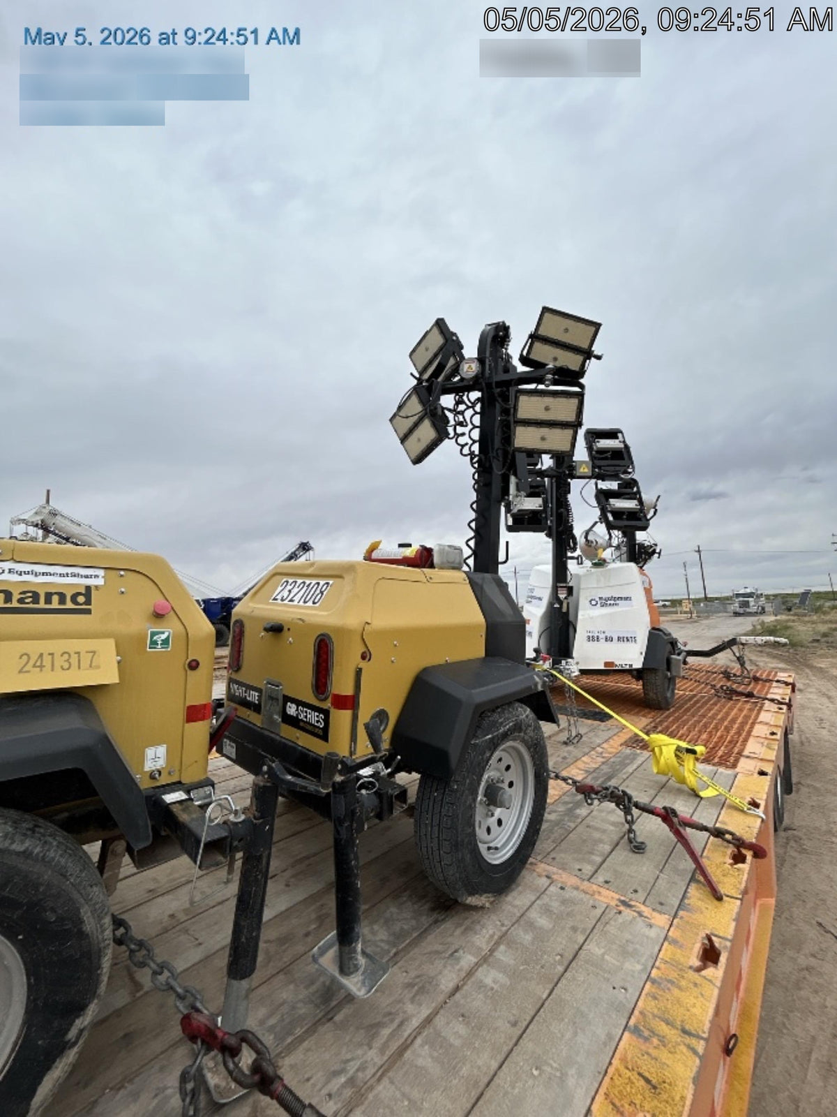 2022 Allmand NLV3GR (4) LED Light Fixture 350W, 23' Vertical Mast, 3kW Prime, Towable, Deep Sea L401, Leveling Jacks, Yanmar T4F 5.8hp