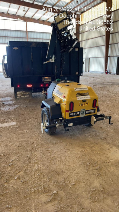 2022 Allmand NLV3GR (4) LED Light Fixture 350W, 23' Vertical Mast, 3kW Prime, Towable, Deep Sea L401, Leveling Jacks, Yanmar T4F 5.8hp