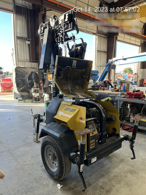 2022 Allmand NLV3GR (4) LED Light Fixture 350W, 23' Vertical Mast, 3kW Prime, Towable, Deep Sea L401, Leveling Jacks, Yanmar T4F 5.8hp