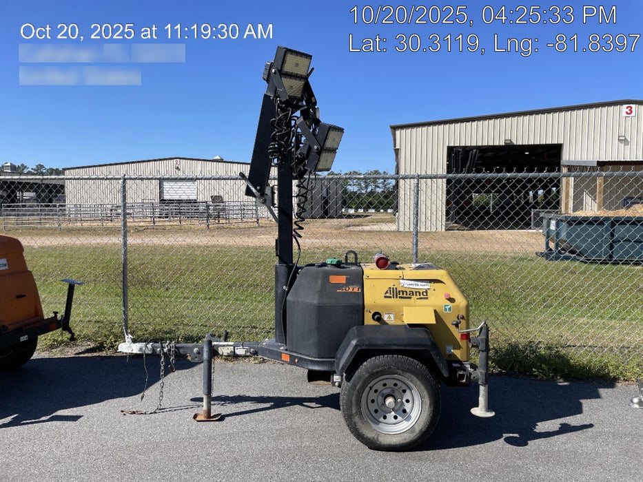 2022 Allmand NLV3GR (4) LED Light Fixture 350W, 23' Vertical Mast, 3kW Prime, Towable, Deep Sea L401, Leveling Jacks, Yanmar T4F 5.8hp