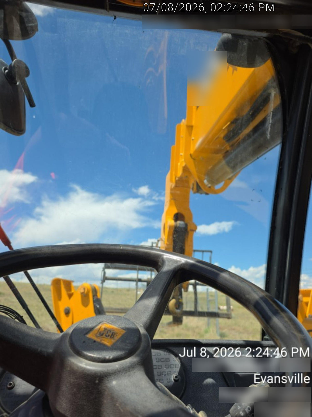2019 JCB 512-56 Cab/Heat/Air, 109 HP, Solid Tires, STD Worklight, Beacon, Aux Hydraulics, Lifting Eye, Back up Alarm w/66" Carriage/60" Forks