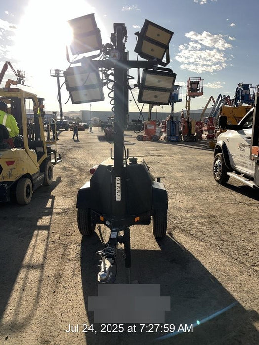 Allmand NLV3GR (4) LED Light Fixture 350W, 23' Vertical Mast, 3kW Prime, Towable, Deep Sea L401, Leveling Jacks, Yanmar T4F 5.8hp