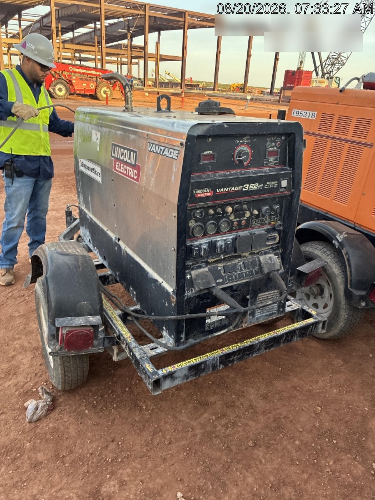 2019 Lincoln Electric Vantage 322 Welder Ready-Pak 3, Two wheel trailer, Fender and Light kit, Cable Rack