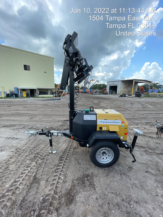 2022 Allmand NLV3GR (4) LED Light Fixture 350W, 23' Vertical Mast, 3kW Prime, Towable, Deep Sea L401, Leveling Jacks, Yanmar T4F 5.8hp