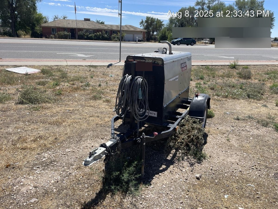 2019 Lincoln Electric Vantage 322 Welder Ready-Pak 3, Two wheel trailer, Fender and Light kit, Cable Rack