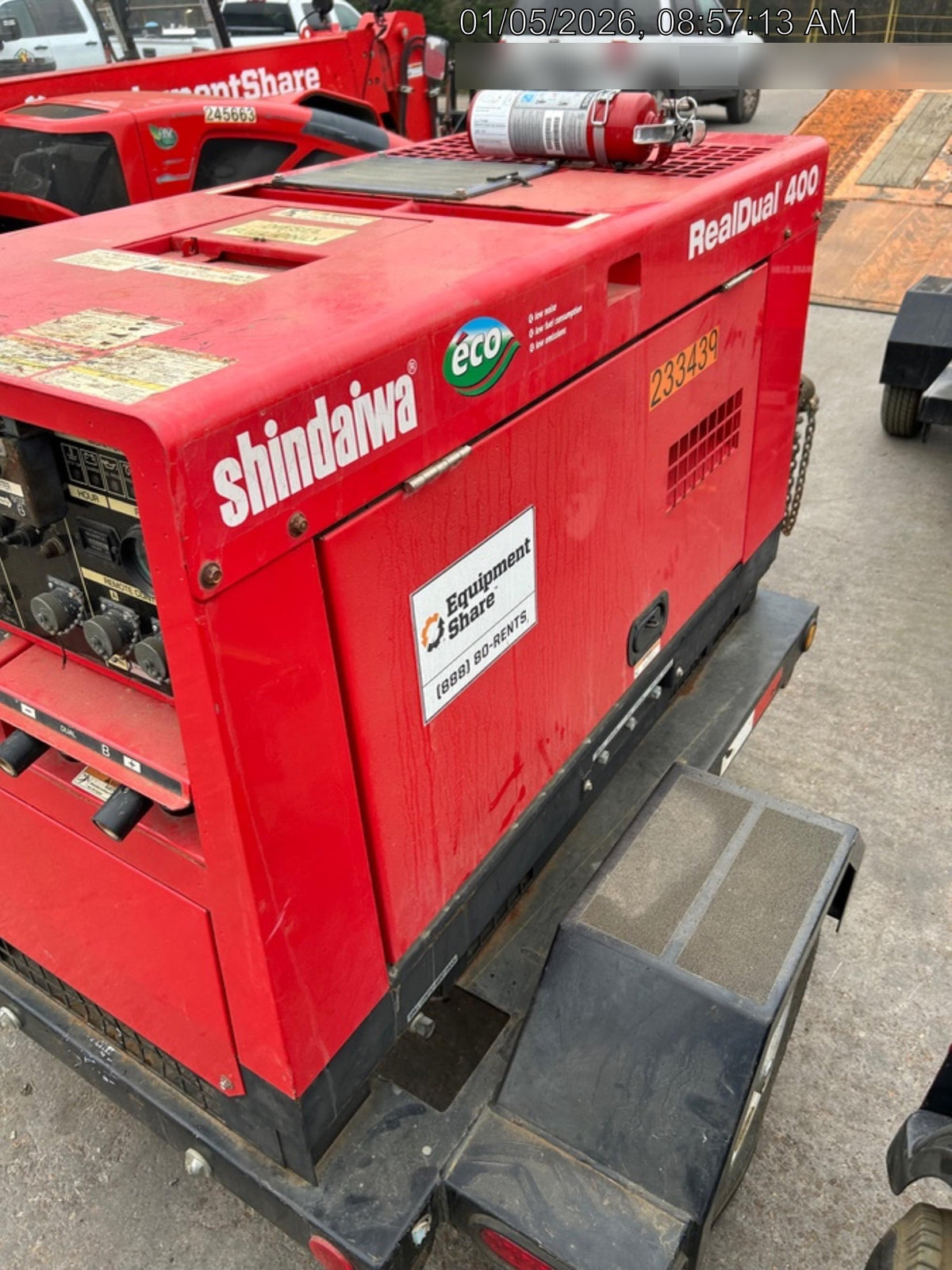 2022 Shindaiwa DGW400MDL Kubota D902 Engine, 23 HP, Dual Op Welder, Wire, Arc, Droop Stick, Tig, and CC Stick Functionality, Simulphase, 3 Phase and 1 Phase Gen Output, Single Axle NB Trlr, Slr Trckl Chrg 12V 12W, Fire Ext