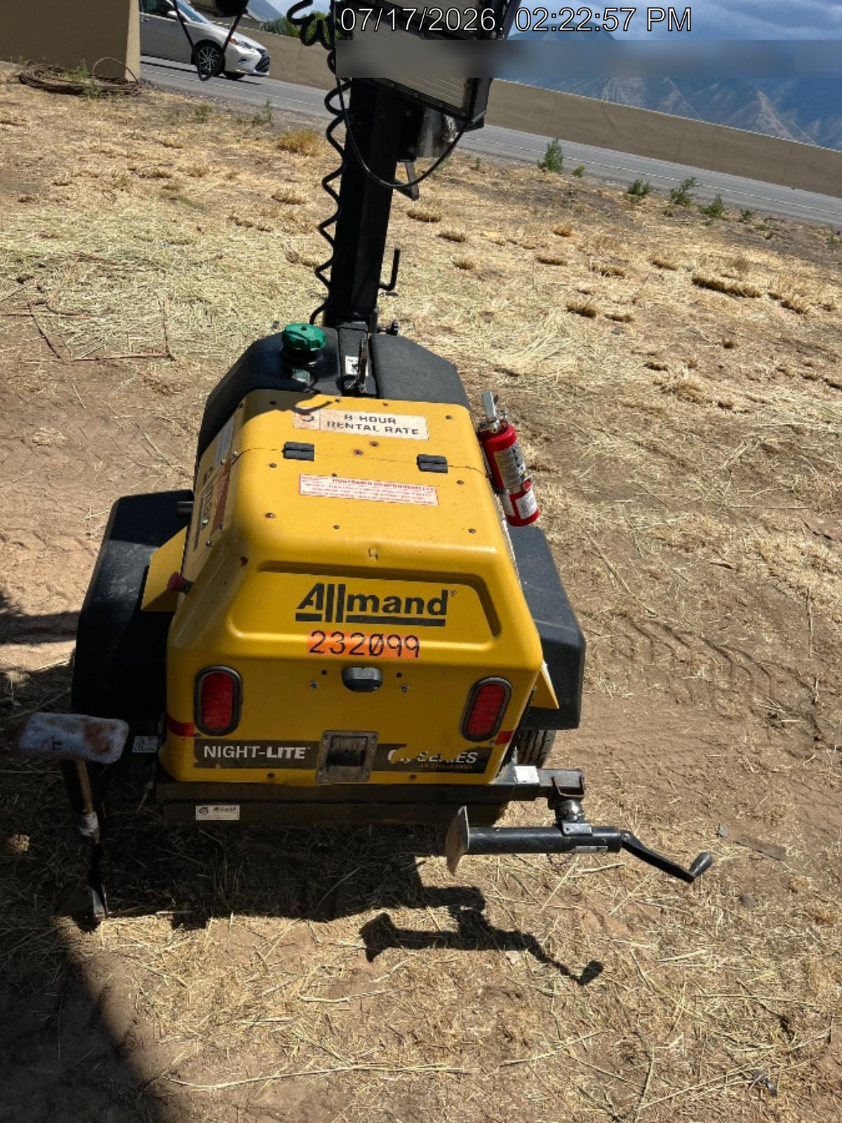 2022 Allmand NLV3GR (4) LED Light Fixture 350W, 23' Vertical Mast, 3kW Prime, Towable, Deep Sea L401, Leveling Jacks, Yanmar T4F 5.8hp
