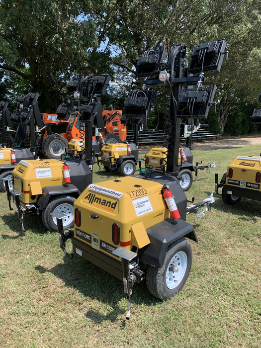 2021 Allmand NLV3GR (4) LED Light Fixture 350W, 23' Vertical Mast, 3kW Prime, Towable, Deep Sea L401, Leveling Jacks, Yanmar T4F 5.8hp