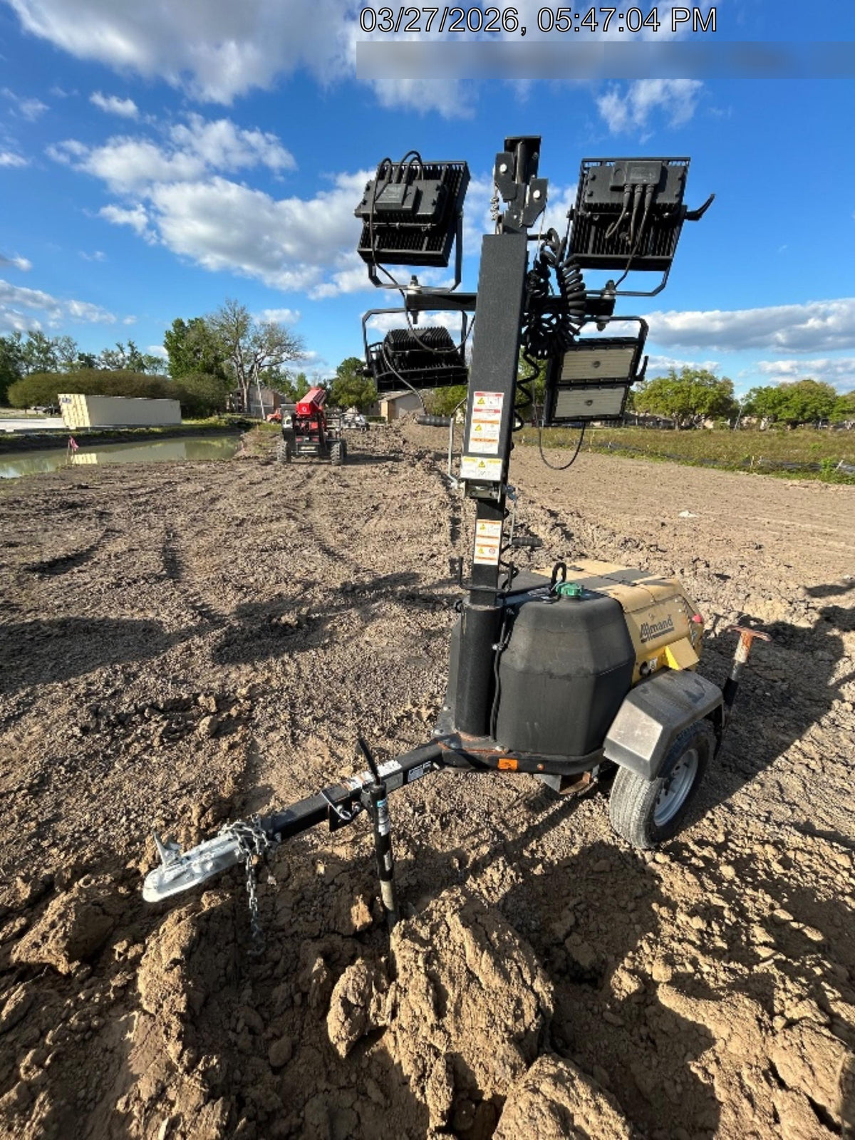 2022 Allmand NLV3GR (4) LED Light Fixture 350W, 23' Vertical Mast, 3kW Prime, Towable, Deep Sea L401, Leveling Jacks, Yanmar T4F 5.8hp