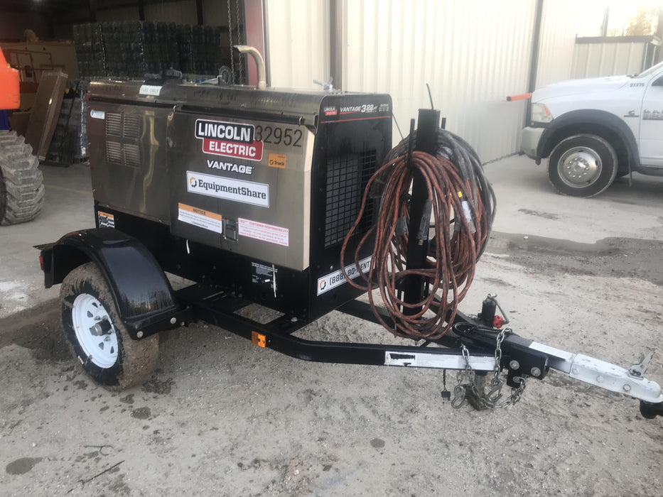 2019 Lincoln Electric Vantage 322 Welder Ready-Pak 3, Two wheel trailer, Fender and Light kit, Cable Rack