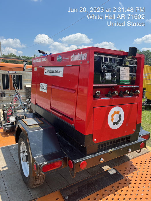 2023 Shindaiwa DGW400MDL Kubota D902 Engine, 23 HP, Dual Op Welder, Wire, Arc, Droop Stick, Tig, and CC Stick Functionality, Simulphase, 3 Phase and 1 Phase Gen Output, Single Axle NB Trlr, Slr Trckl Chrg 12V 12W, Fire Ext