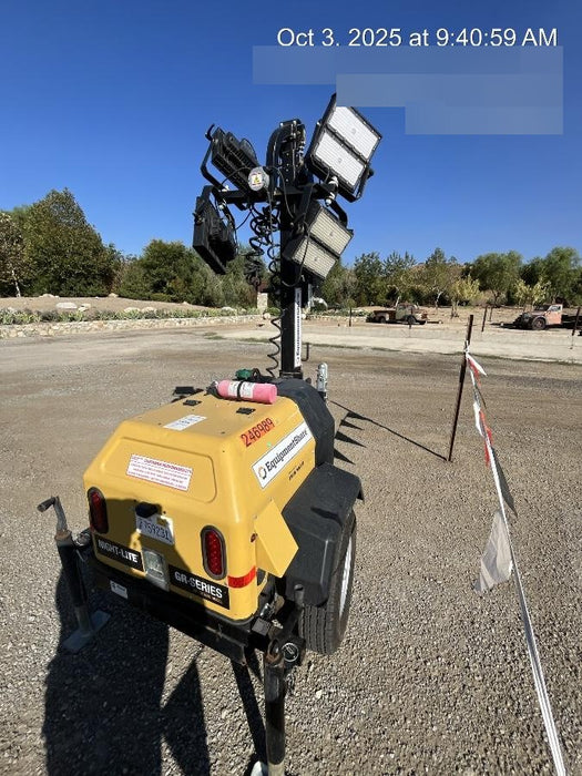 2022 Allmand NLV3GR (4) LED Light Fixture 350W, 23' Vertical Mast, 3kW Prime, Towable, ES Decals, T3