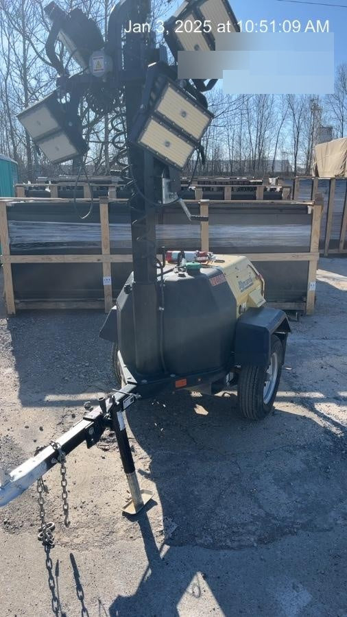 2022 Allmand NLV3GR (4) LED Light Fixture 350W, 23' Vertical Mast, 3kW Prime, Towable, Deep Sea L401, Leveling Jacks, Yanmar T4F 5.8hp
